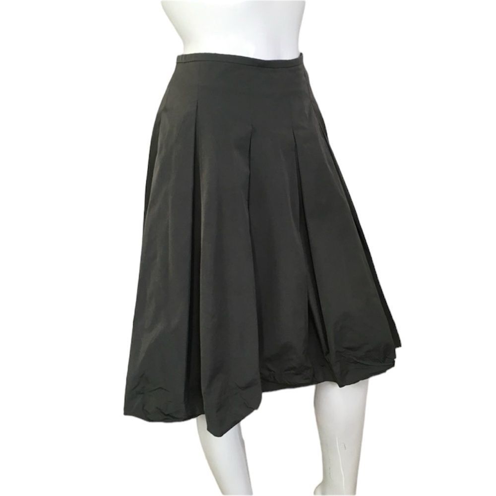Pauw Amsterdam Black Taffeta Bubble Volume Pleated Midi Skirt Size L